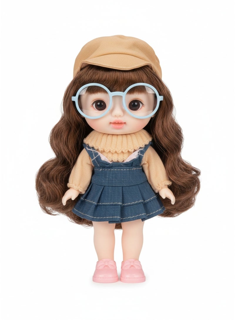 توي لاند دمية طفل لطيفة ترتدي نظارة وفستانًا | دمية أزياء للأطفال | دمية للعب التخيلي - Image 1